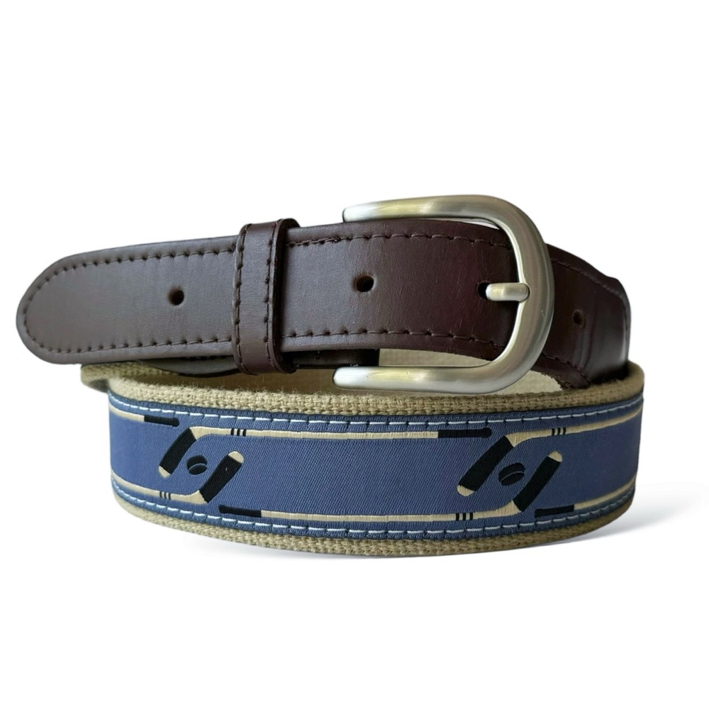 The Belted Cow Hockey Leather Tab Belt